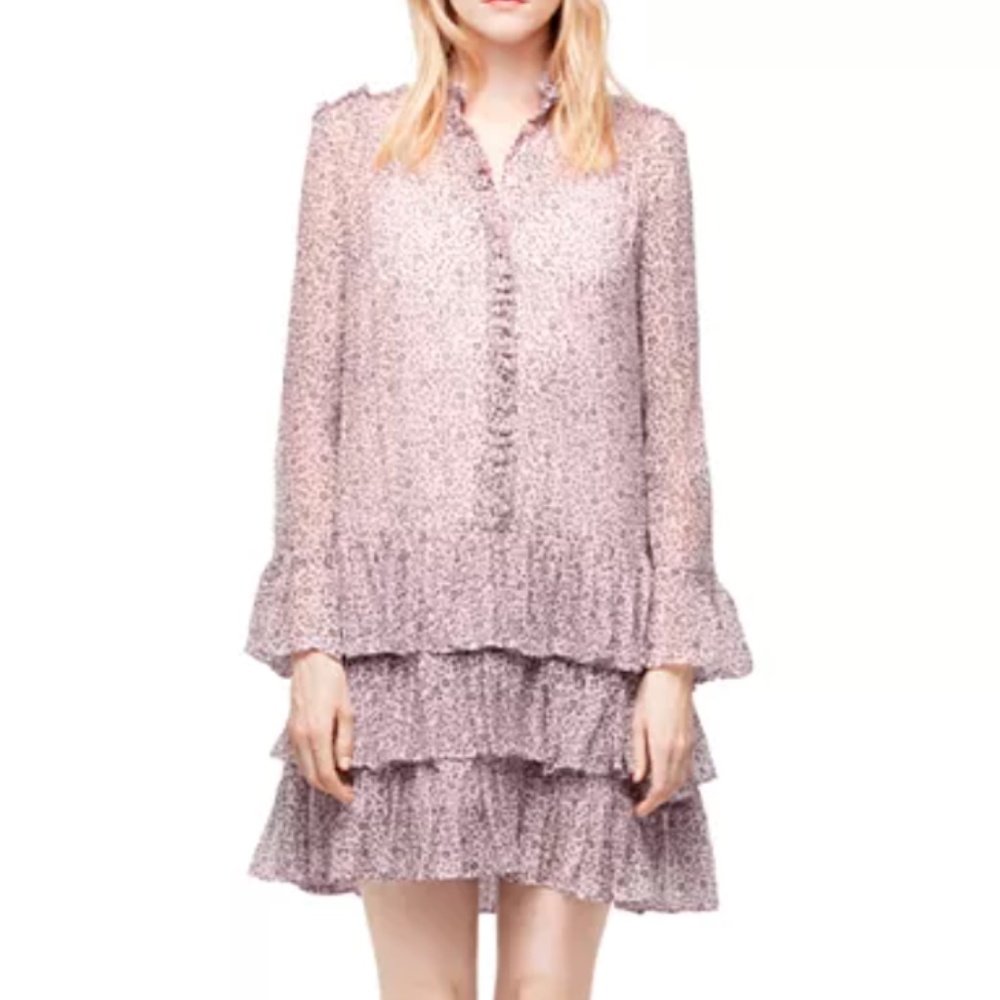 Zadig and Voltaire Rebbie Goa Pink and Black floral patterned dress sz